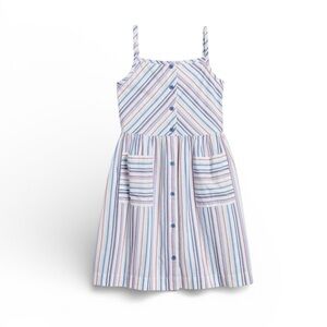 Gap Kids Girls Stripe Button-Front Patch Pocket Sundress L 10 Red White Blue